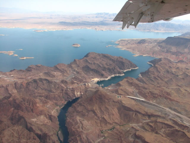 Hoover Dam wall photo from plane